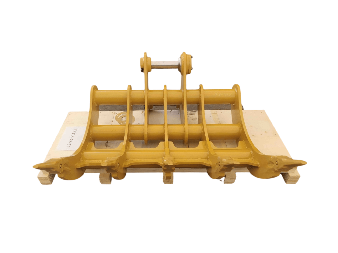 48in Excavator Rake fits CAT 313, 65mm Pins - Bedrock Attachments