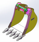CAT 416/420 BKT PIN ON HD (610mm 24 - 6.2FT3 - 5 teeth) - EB416HD - 24 - 0.21 - Backhoe Bucket - Bedrock Attachments