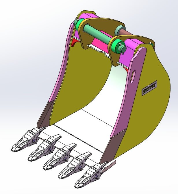 CAT 416/420 BKT PIN ON HD (610mm 24 - 6.2FT3 - 5 teeth) - EB416HD - 24 - 0.21 - Backhoe Bucket - Bedrock Attachments