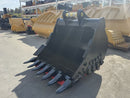 John Deere, Hitachi 230/240/250/270/290/300, 60in, 7 teeth, 90mm Pins, HD bucket, 1.71 CU M - EBJD230-9060HD - Excavator Bucket - Bedrock Attachments