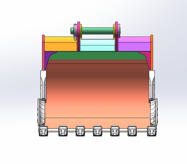 John Deere, Hitachi 230/240/250/270/290/300, 60in, 7 teeth, 90mm Pins, HD bucket, 1.71 CU M - EBJD230-9060HD - Excavator Bucket - Bedrock Attachments