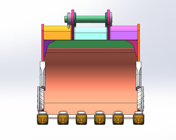 John Deere, Hitachi 330/350/370/380, 60in, 6 teeth, 100mm Pins, HD bucket, 1.87 CU M - EBJD330-10060HD - Excavator Bucket - Bedrock Attachments