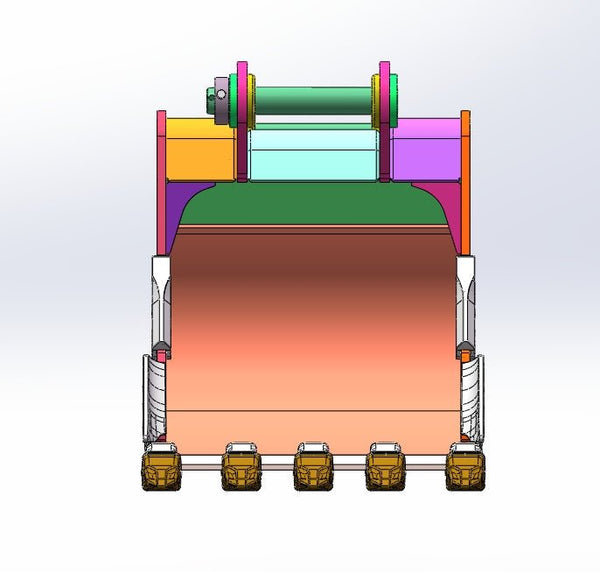 John Deere, Hitachi 450/470, 54in, 110mm Pins, 5 teeth, HD bucket, 2.14 CU M - EBJD450-11054HD - Excavator Bucket - Bedrock Attachments