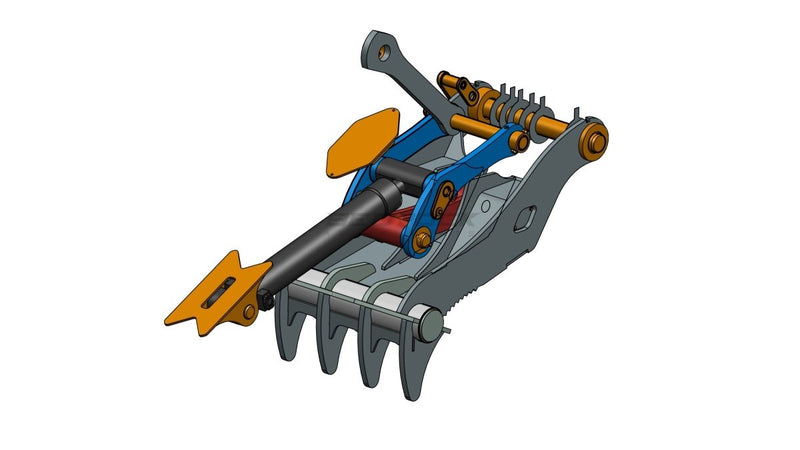 4 Teeth Progressive Thumb 48" Pin ON 324 329-ET90-PO4T48-Excavator Full Rotation Thumb-Bedrock Attachments