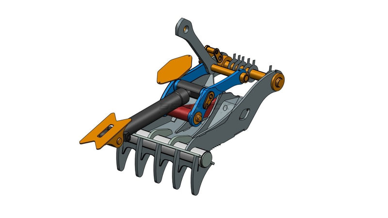 5 Teeth Progressive Thumb 54" Pin ON 324 329-ET90-PO5T54-Excavator Full Rotation Thumb-Bedrock Attachments